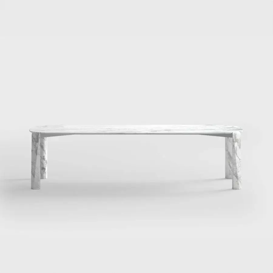 Exclusive CPRN Homood Victor table with grey and white veined marble and smooth matte finish