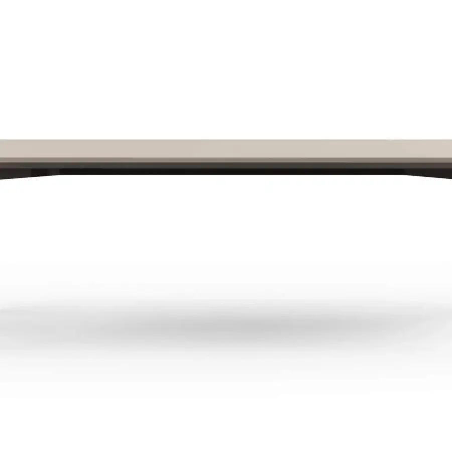 Superior Turri Zenit table with muted beige wood top and glossy lacquered metal structure crafted in Italy