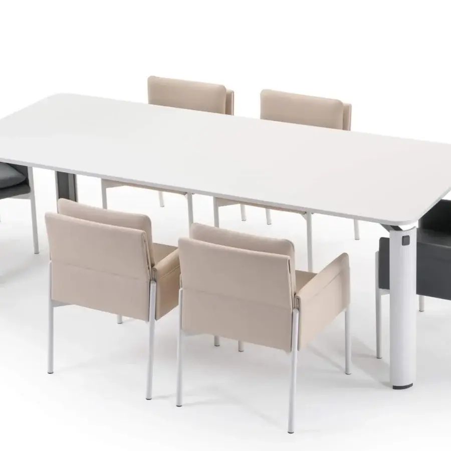 Elegant Turri Zenit table with glossy lacquered wood top and glossy lacquered metal structure featuring rounded corners