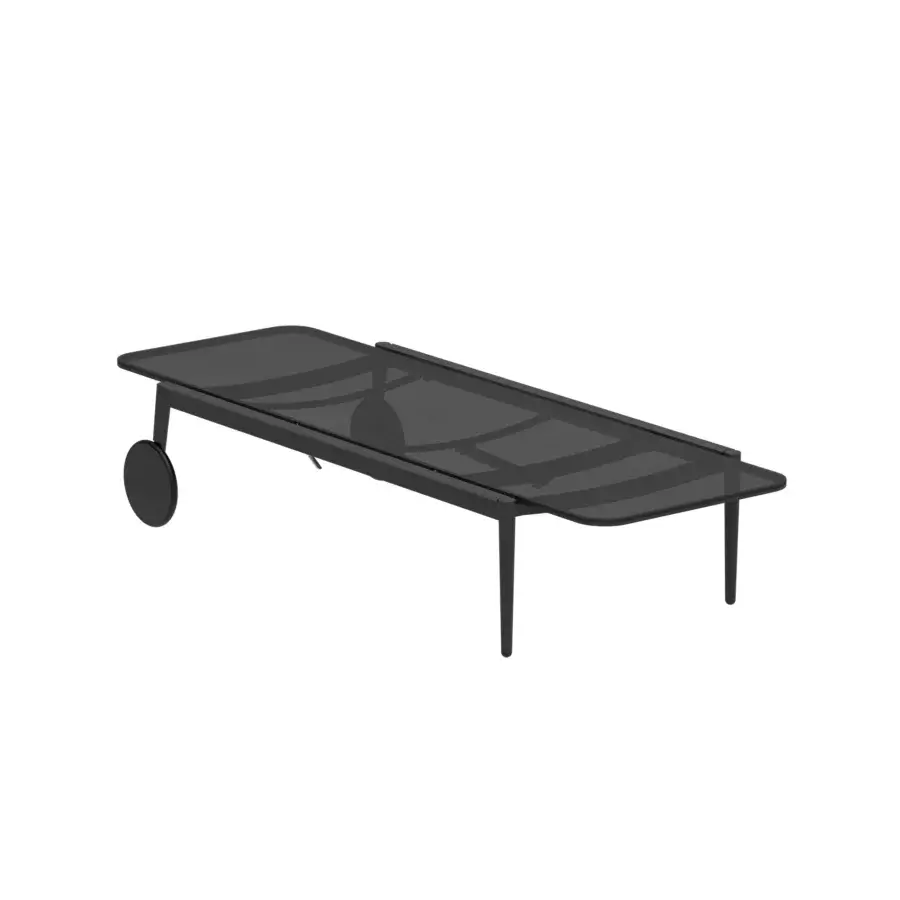 Distinguished Royal Botania Styletto lounger with durable metal construction and mesh-like surface in matte dark gray finish