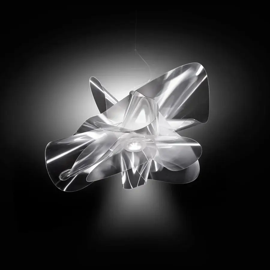 Distinguished Slamp Étoile suspension lamp with organic flowing form crafted in clear glossy Lentiflex components