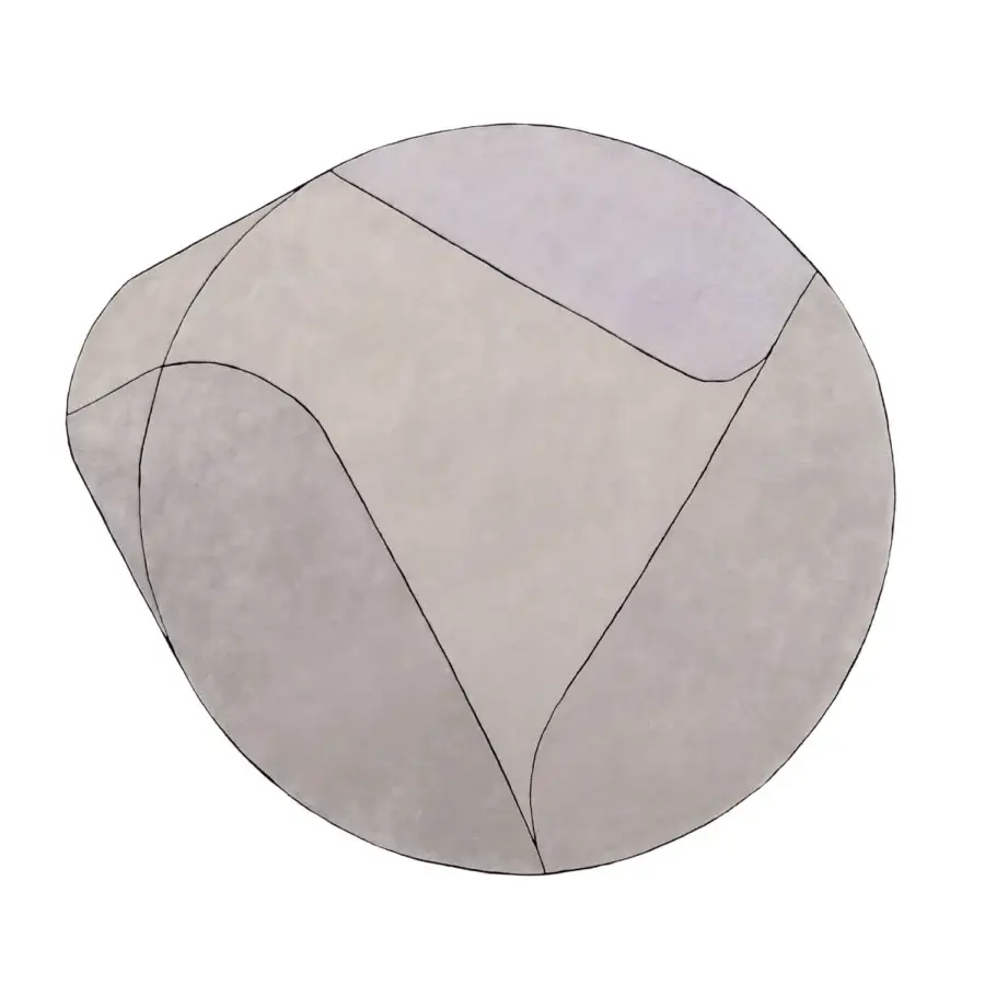 Exceptional Turri Zenit rug hand-knotted in 100% wool with intersecting curved lines and tonal gray variations showcasing a matte finish
