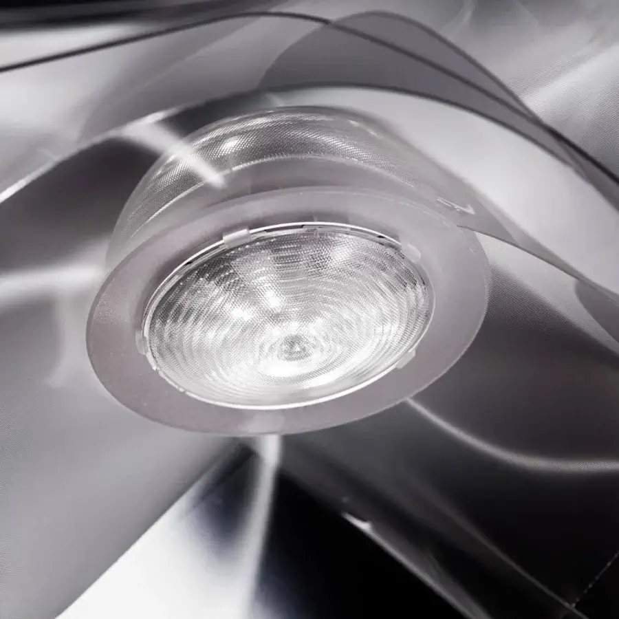 Superior Slamp Étoile suspension lamp with interwoven Lentiflex® material and graceful flowing form illuminated from within