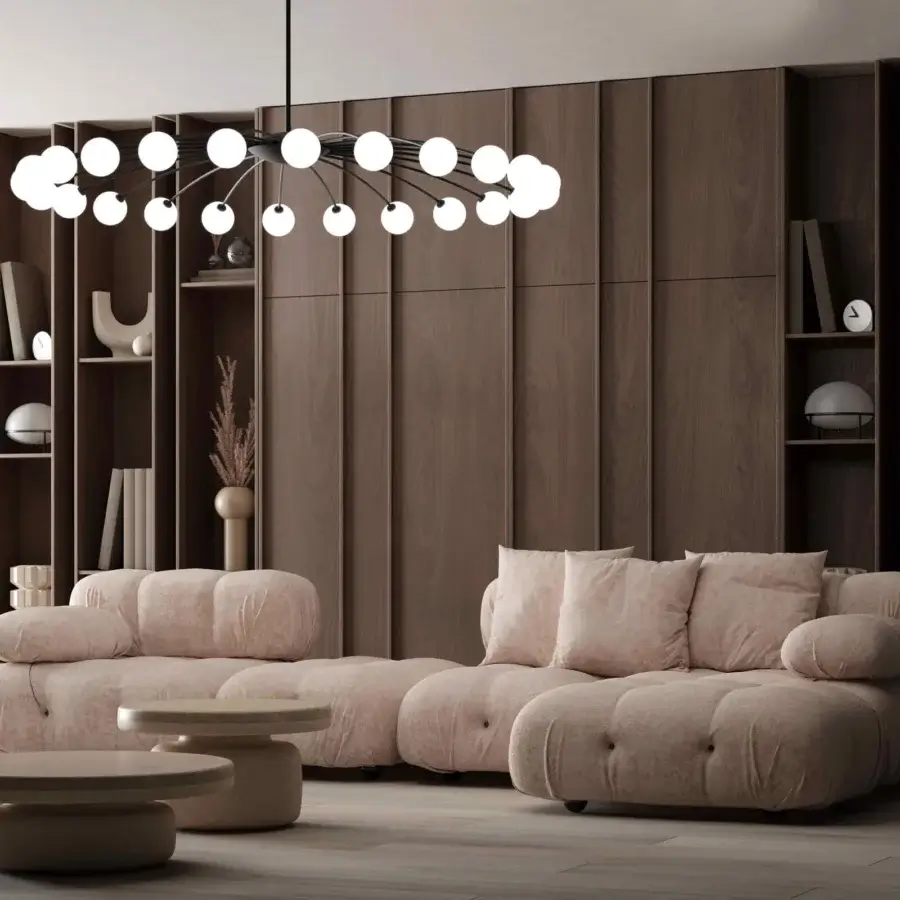 Exceptional Stillux Balloons ceiling lamp with dark metal arms and delicate matte white glass spheres crafted in Italy
