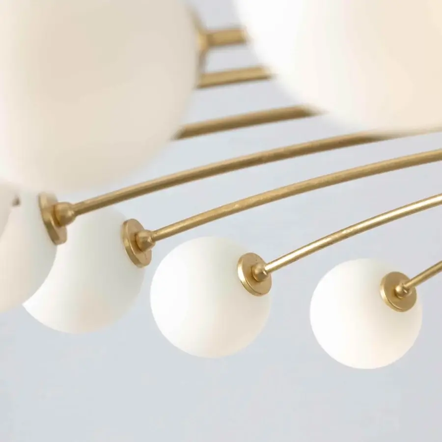 Superior Stillux Balloons ceiling lamp with delicate matt white glass spheres and slender gold-colored metal arms