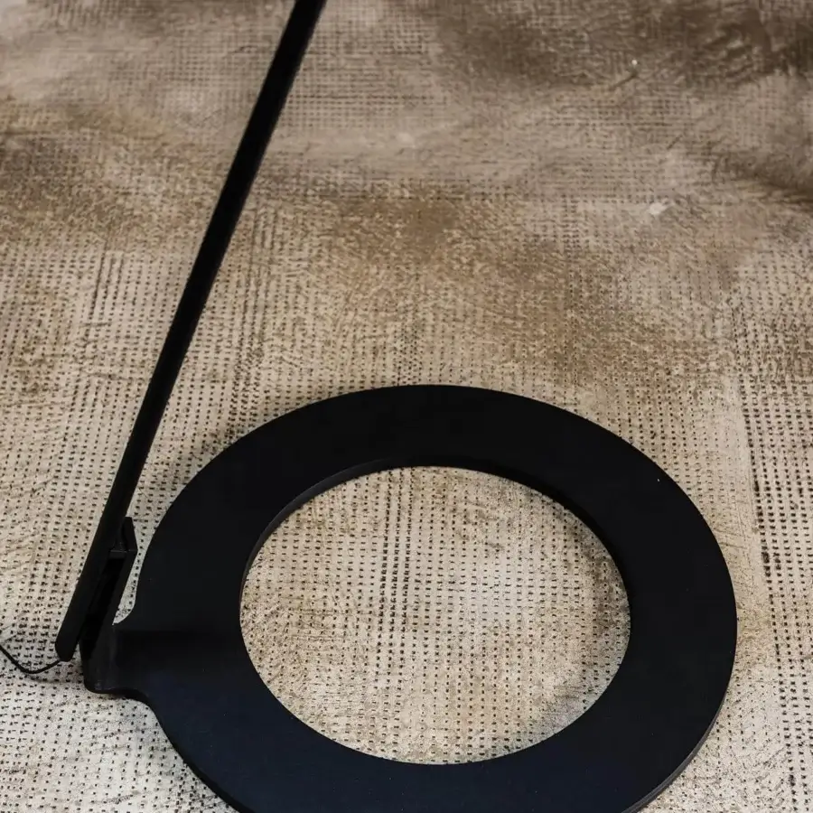 Superior Cattelan Italia Lampo floor lamp with black embossed lacquered steel and a slender illuminating wire frame