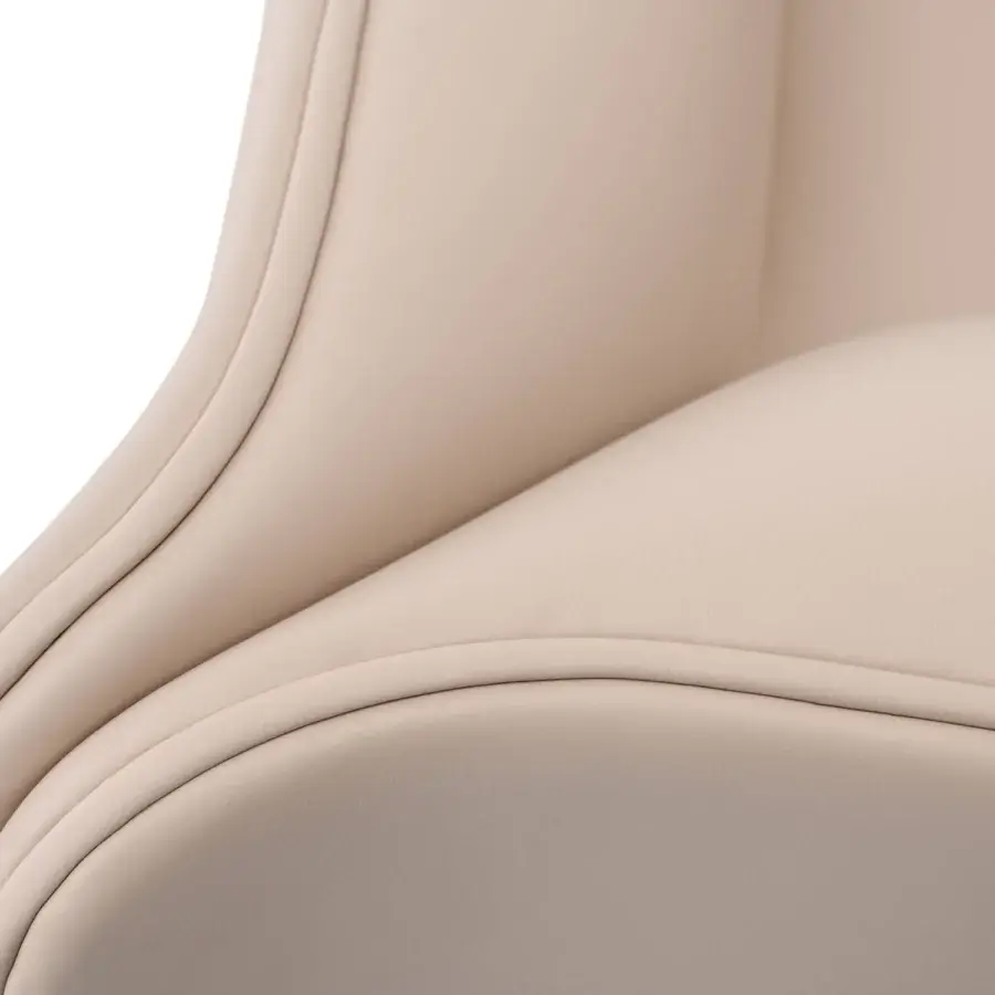 Exceptional Turri Blossom sofa with light beige textile upholstery, parabolic arches and matte finish
