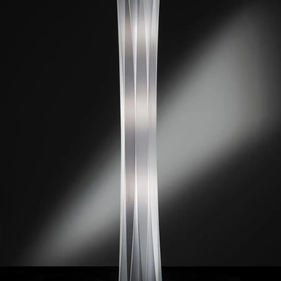 Elegant Slamp Bach floor lamp with a slender form crafted from white Opalflex® creating a translucent structure
