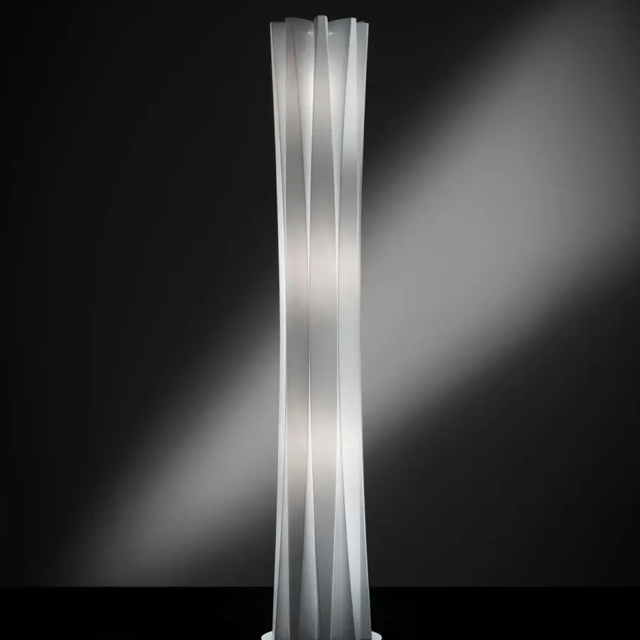 Distinguished Slamp Bach floor lamp with symmetrical radial structure in white Opalflex® and faceted surfaces