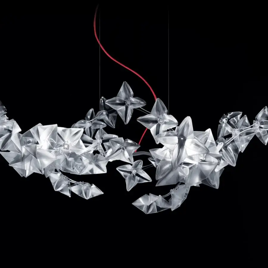 Exceptional Slamp Hanami suspension lamp crafted in translucent glossy Lentiflex® petals radiating a captivating glow