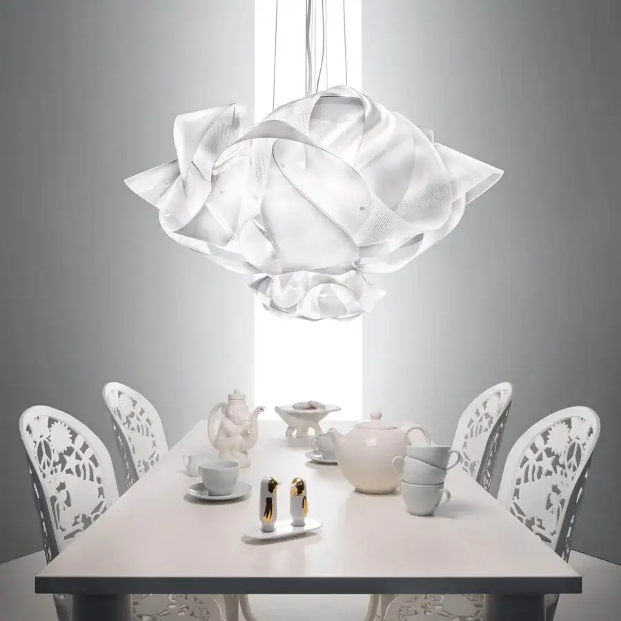 Exceptional Slamp Fabula suspension lamp crafted in iridescent Lentiflex® with a subtle matte finish