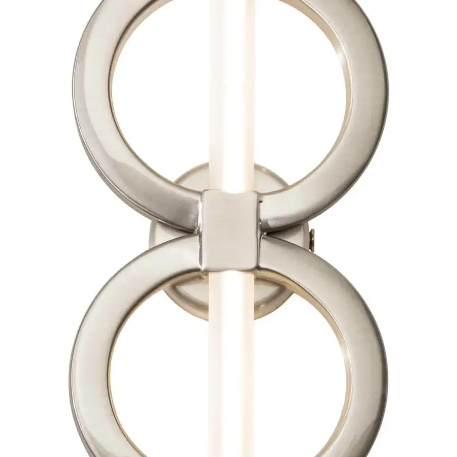 Exceptional Stillux Chain wall lamp crafted with light gray metal rings and frosted pyrex glass in a brushed satin finish