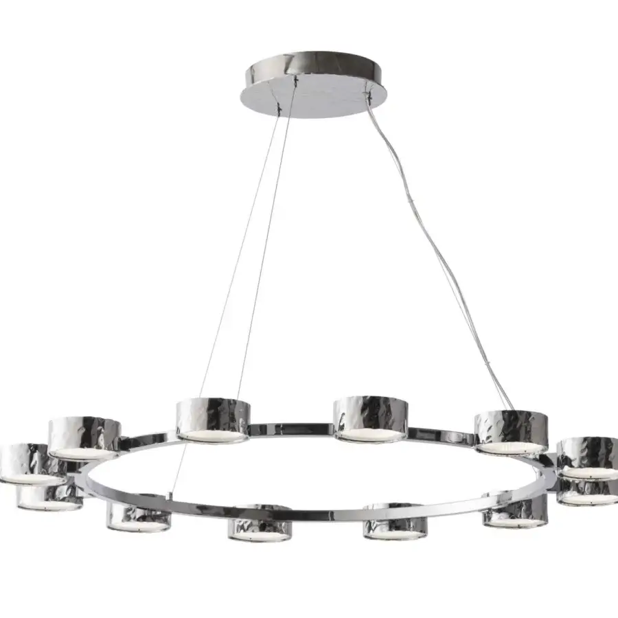 Distinguished Stillux Globe suspension lamp with twelve circular white glass diffusers and polished silver tone metal framing