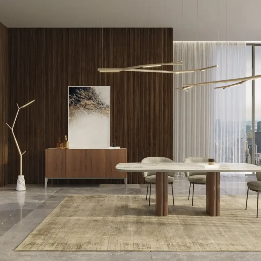 Distinguished Horm Aira suspension lamp with an organic branch-like design crafted in matte gold and brass