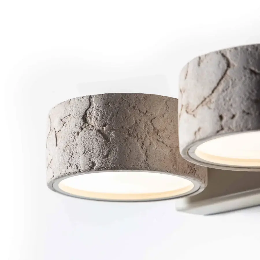 Distinguished Stillux Circle wall lamp with circular matt white glass diffusers and refined light gray textured composite frame