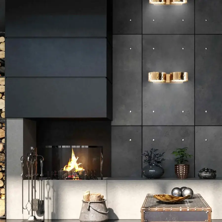 Exceptional Stillux Circle wall lamp with semi-circular matt white glass diffusers and hammered gold-toned metal frame