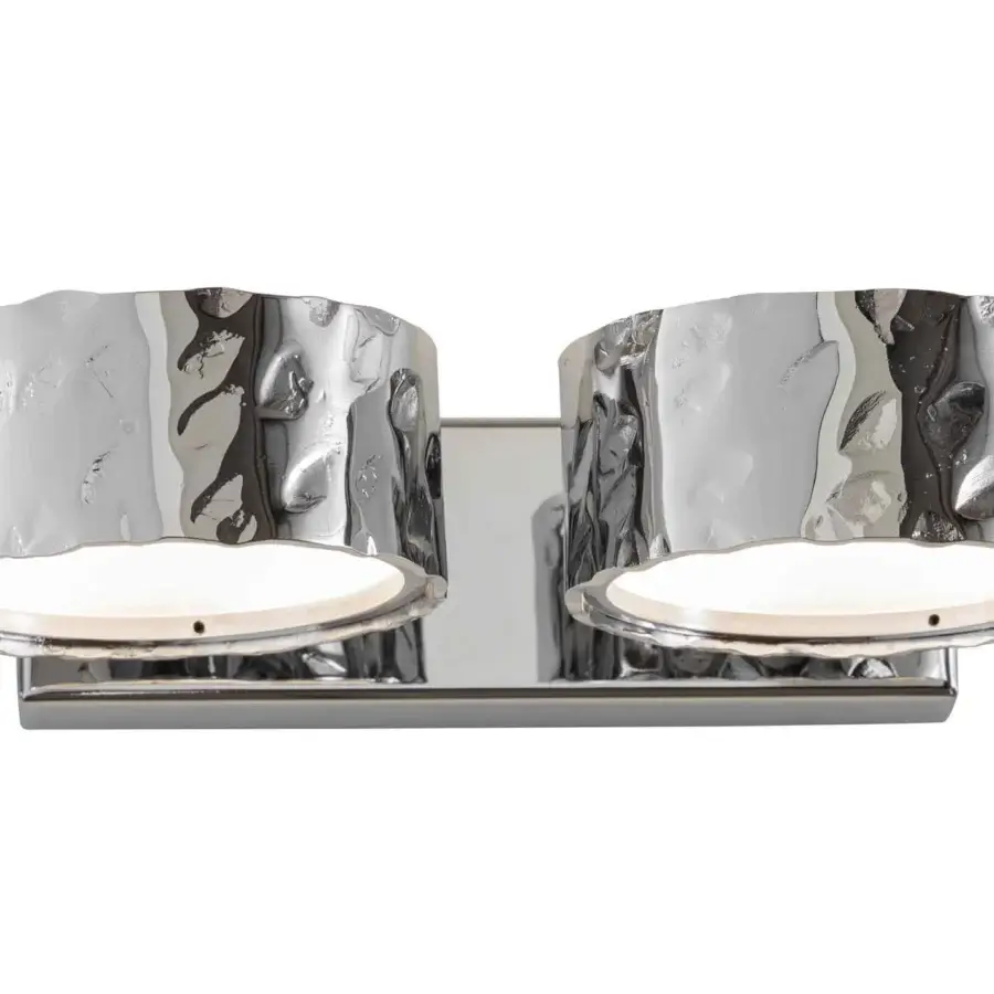 Superior Stillux Circle wall lamp with circular matt white glass diffusers and hammered metal frame showcasing reflective finish