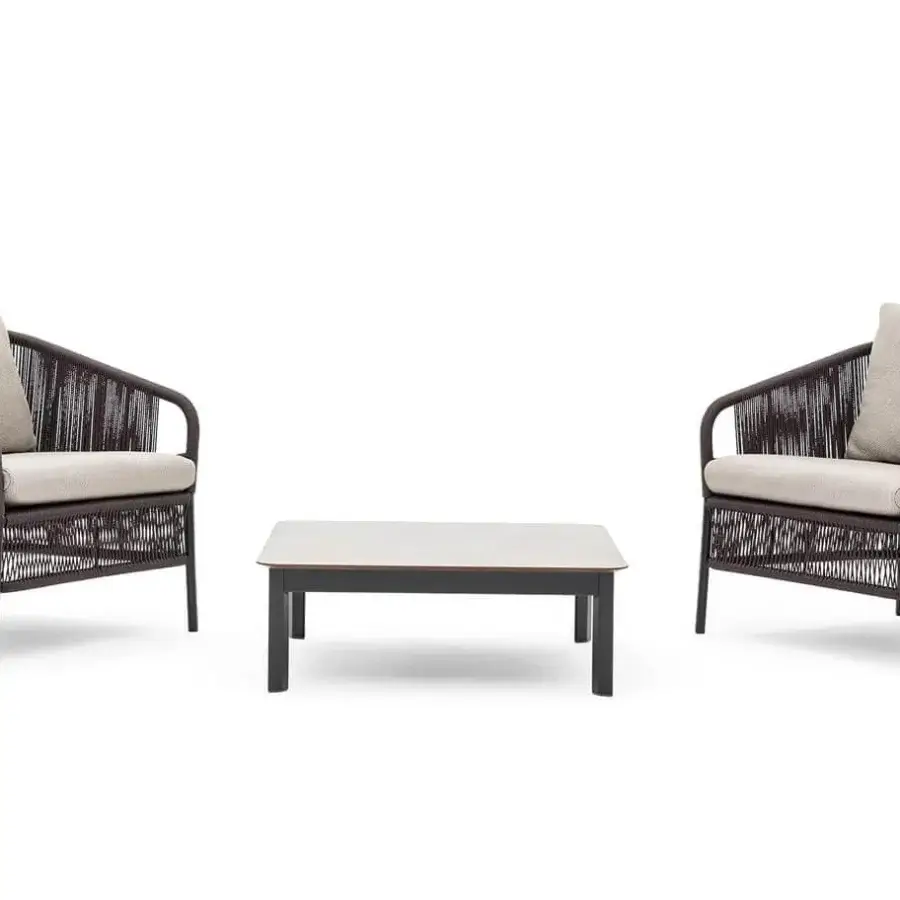 Exceptional Varaschin System coffee table with a light beige HPL top and powder-coated aluminum in a matte finish