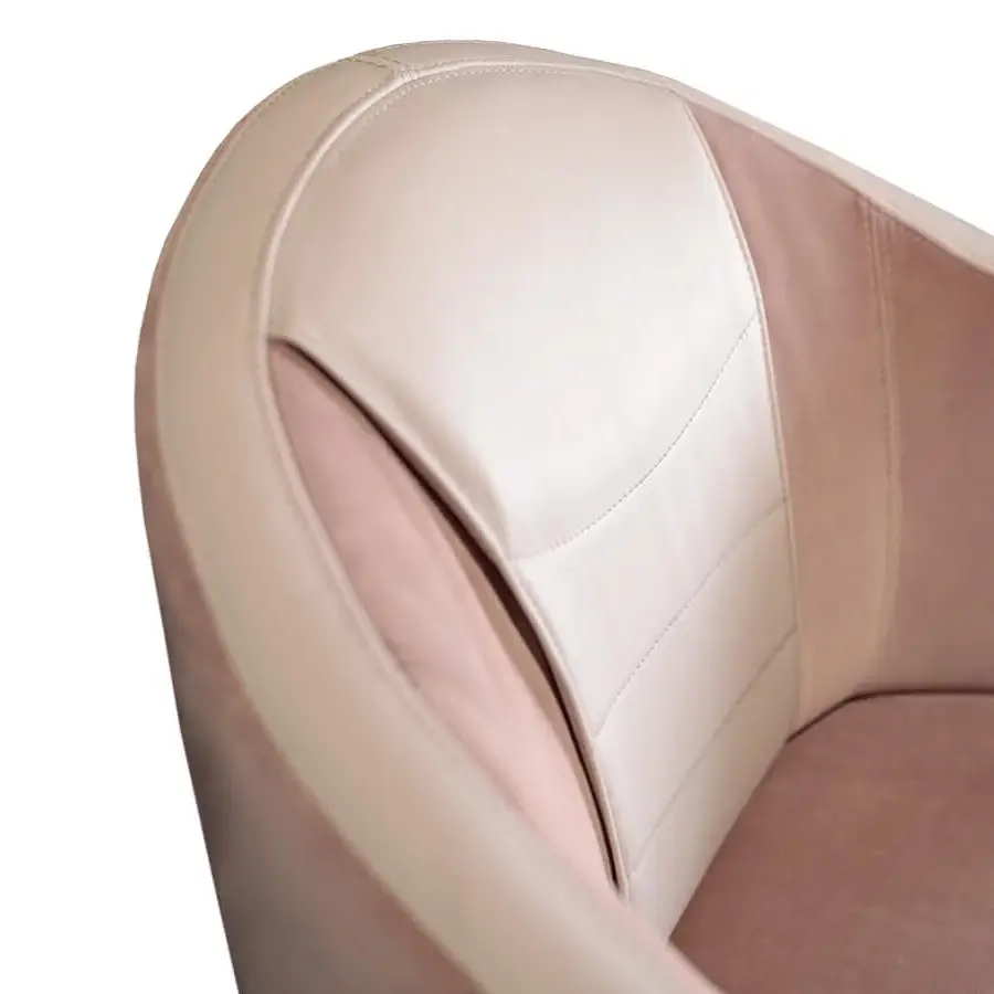 Distinguished Turri Bloom lounge chair with graceful lines upholstered in light pinkish-beige textile and smooth finish