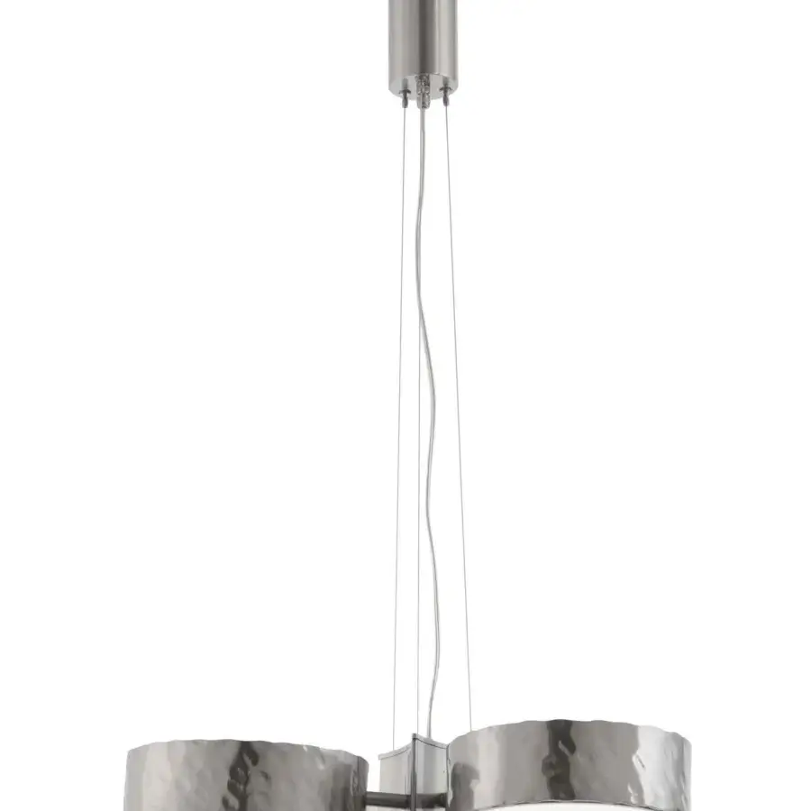 Superior Stillux Circle suspension lamp with three circular matt white glass diffusers and hammered metal frame