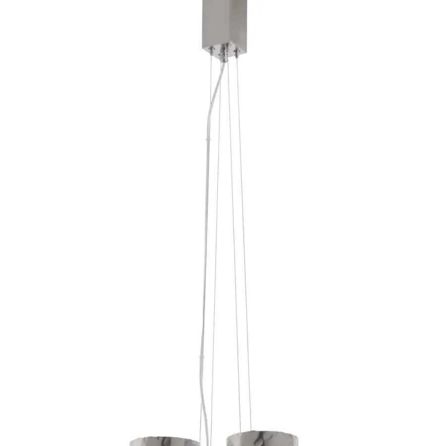 Distinguished Stillux Circle suspension lamp with four circular matt white glass diffusers and hammered metal frame in light gray finish