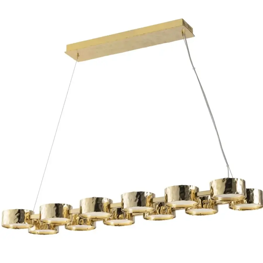 Superior Stillux Circle suspension lamp with circular matt white glass diffusers and refined hammered metal frame