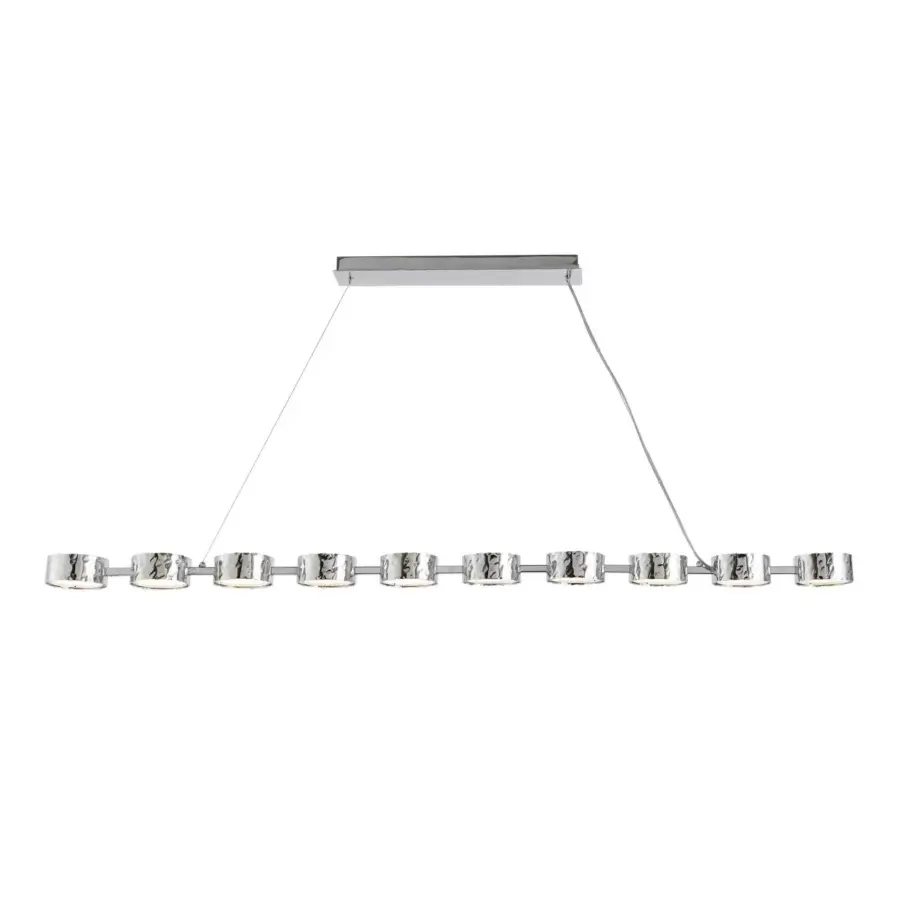 Exceptional Stillux Circle suspension lamp with circular matt white glass diffusers and reflective glossy silver finish