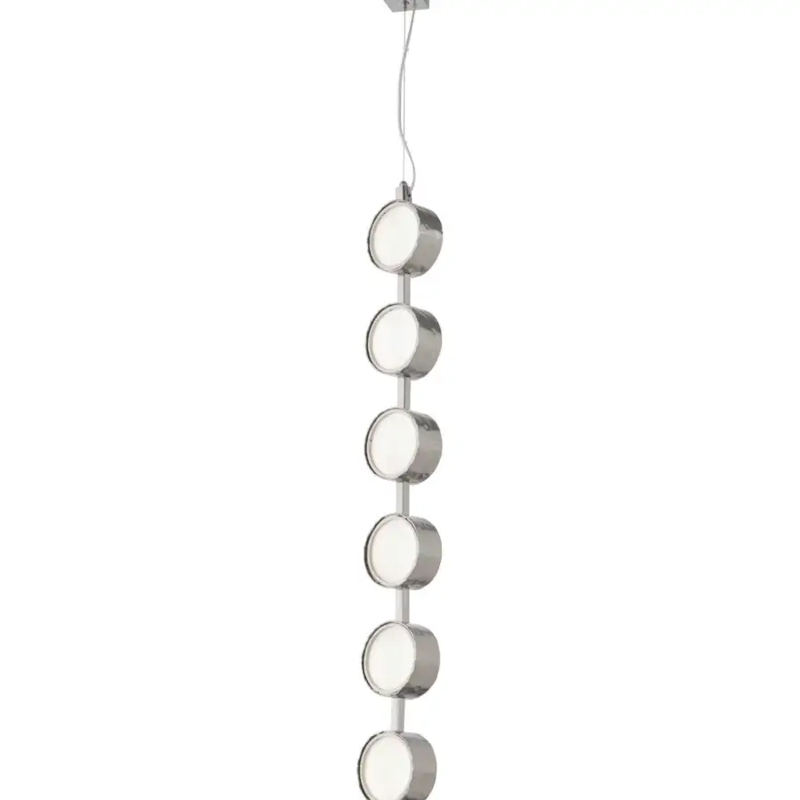 Distinguished Stillux Circle suspension lamp with eight cylindrical matte white glass diffusers and smooth silver metal finish