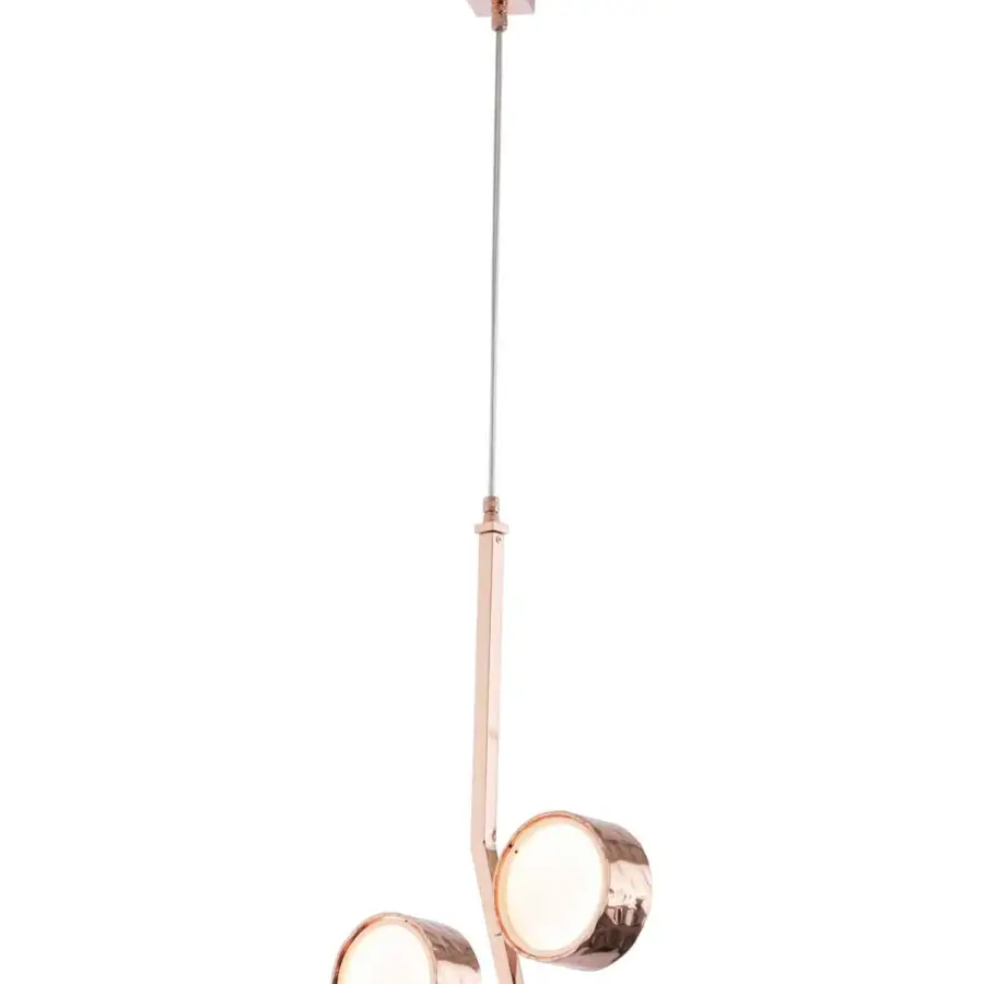 Captivating Stillux Circle suspension lamp with circular matt white glass diffusers and a hammered rose gold metal frame