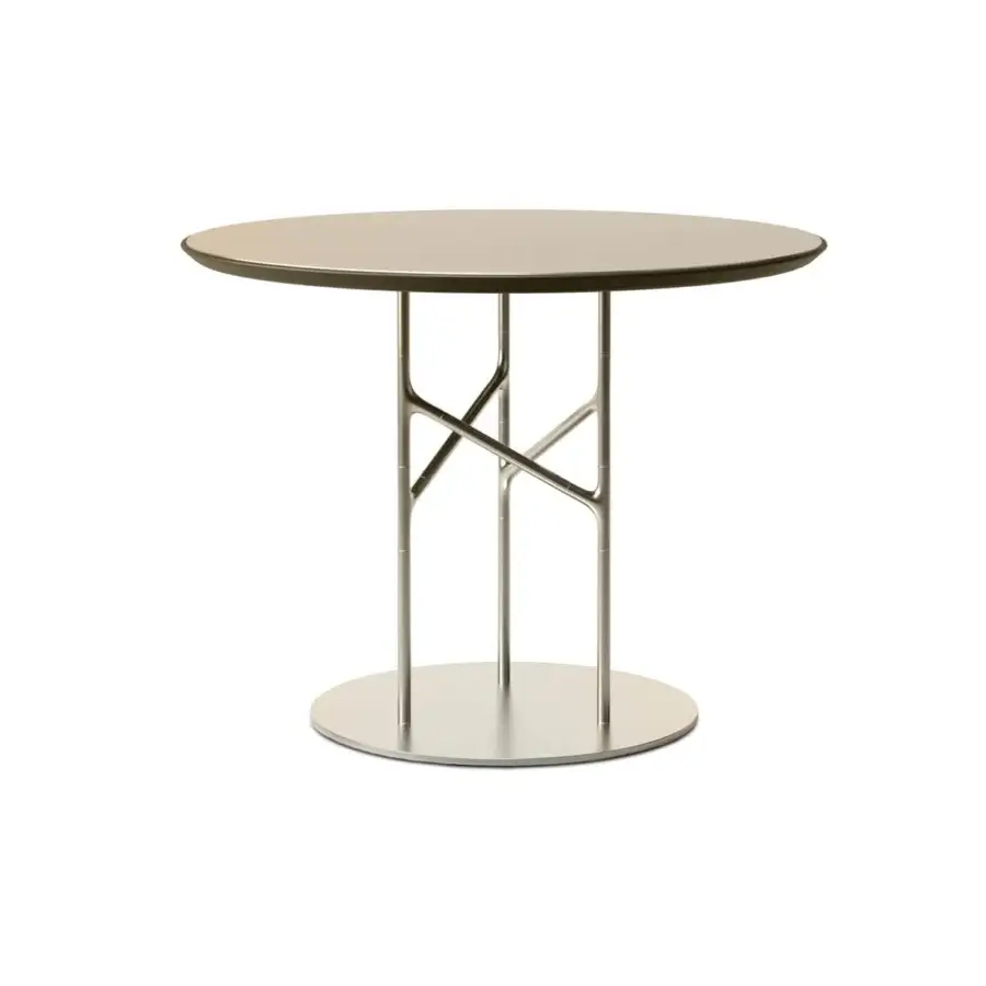Distinguished Horm Alexander table with beige Fenix tabletop and light gray metal crisscrossing base in matte finish