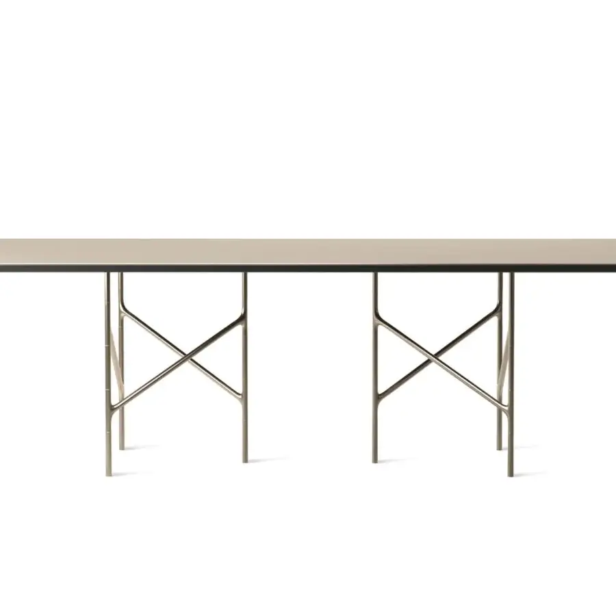 Exceptional Horm Alexander table with muted beige Fenix tabletop and matte finish metal X-shaped legs