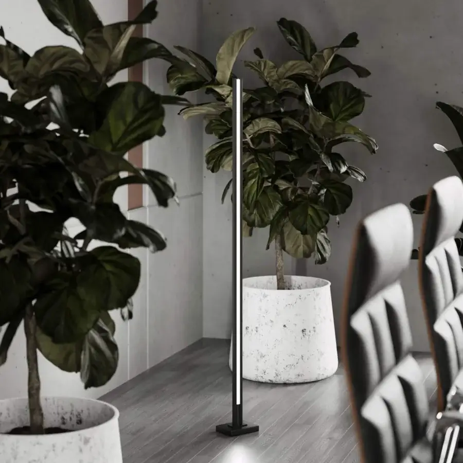 Elegant Stillux Shape floor lamp with a matte black metal structure and frosted pyrex glass diffuser crafted in Italy
