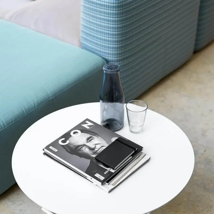 Distinguished Varaschin Belt coffee table with powder-coated steel structure and smooth matte white finish