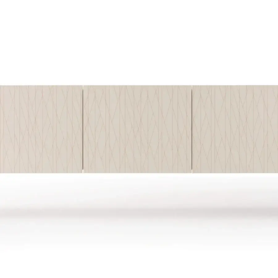 Exceptional Turri Roma sideboard with curved leather surfaces, geometric doors and glossy lacquered finish