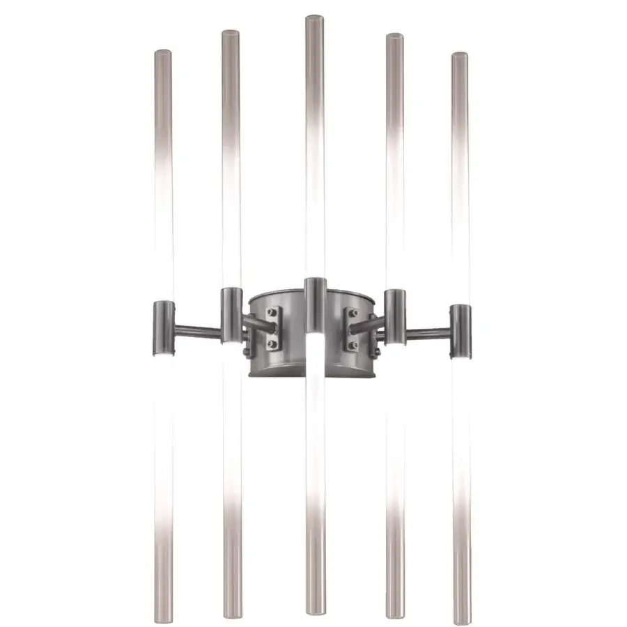 Distinguished Stillux Line wall lamp with frosted pyrex glass diffusers supported by sleek gray metal structure crafted in Italy