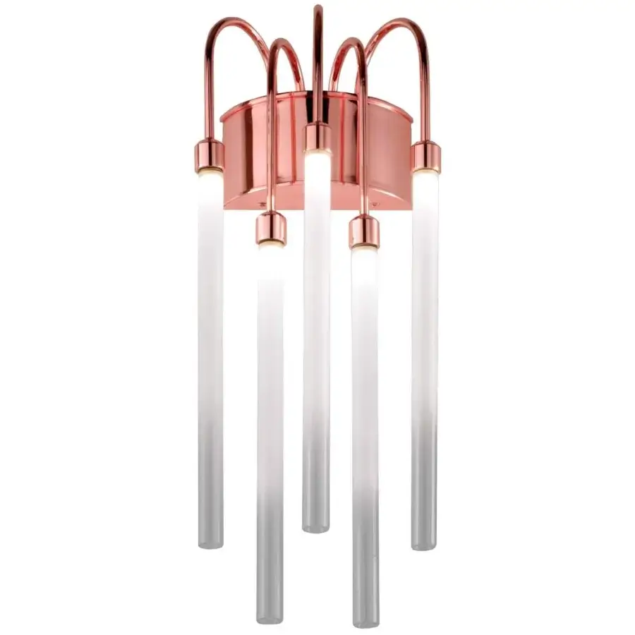 Distinguished Stillux The Line wall lamp with copper-colored metal and frosted pyrex glass diffusers exhibiting a glossy finish