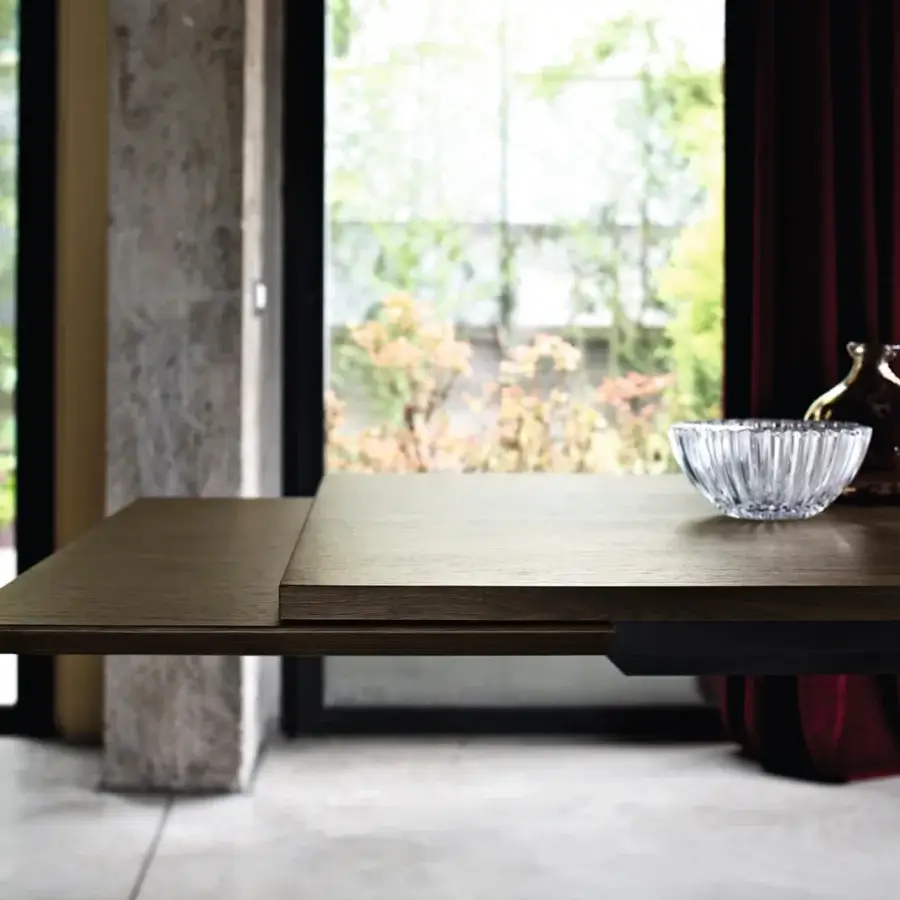 Superior Bontempi Artistico table with a dark brown wood-like top and x-shaped base crafted in Italy