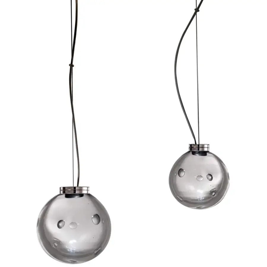 Distinguished Stillux The Light suspension lamp with transparent Certified Lead Crystal and sleek chrome metal frame