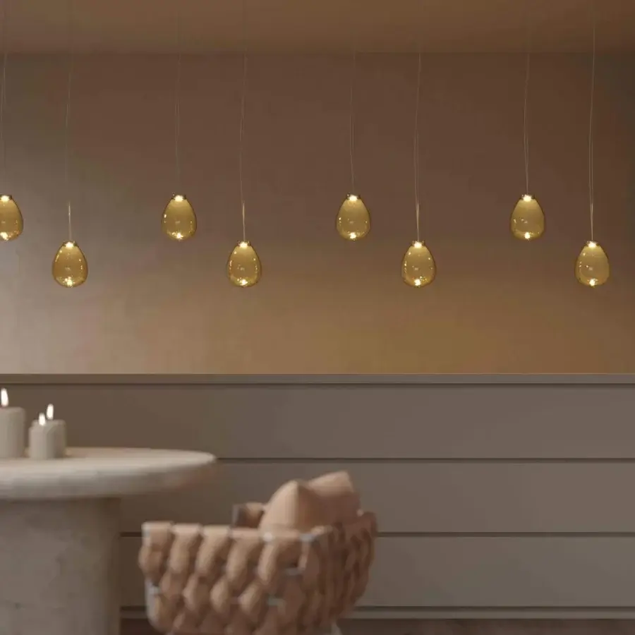 Superior Stillux Light suspension lamp with a transparent Certified Lead Crystal diffuser and chrome metal frame