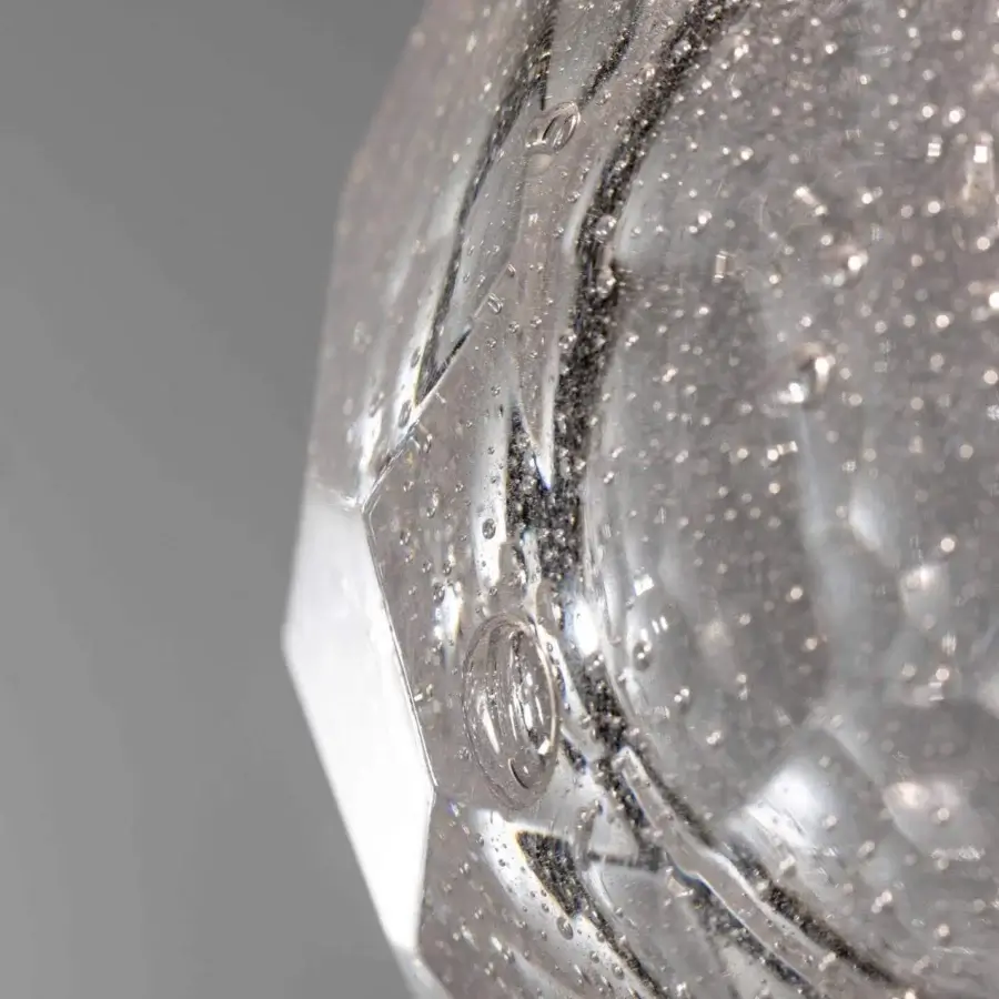 Distinguished Stillux The Light suspension lamp crafted in lead crystal with a faceted hand polished diffuser and glossy finish