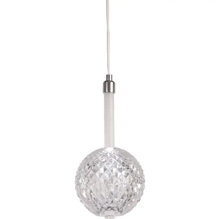 Superior Stillux The Light suspension lamp crafted in lead crystal with a faceted glossy chrome metal frame