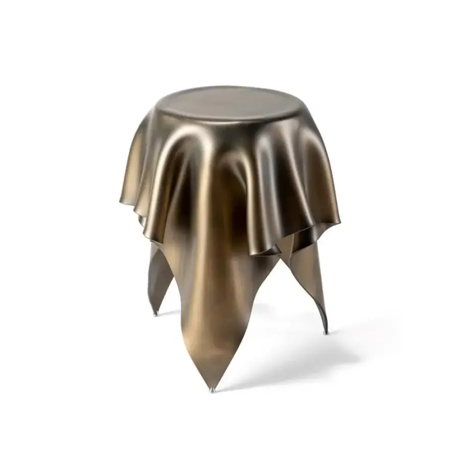 Distinguished Reflex Foulard side table with bronze-toned metal and draped fabric-inspired curved form with polished surface