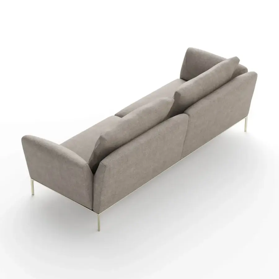 Superior Horm Ella sofa, a comfortable seating option upholstered in medium gray-brown textile with matte finish