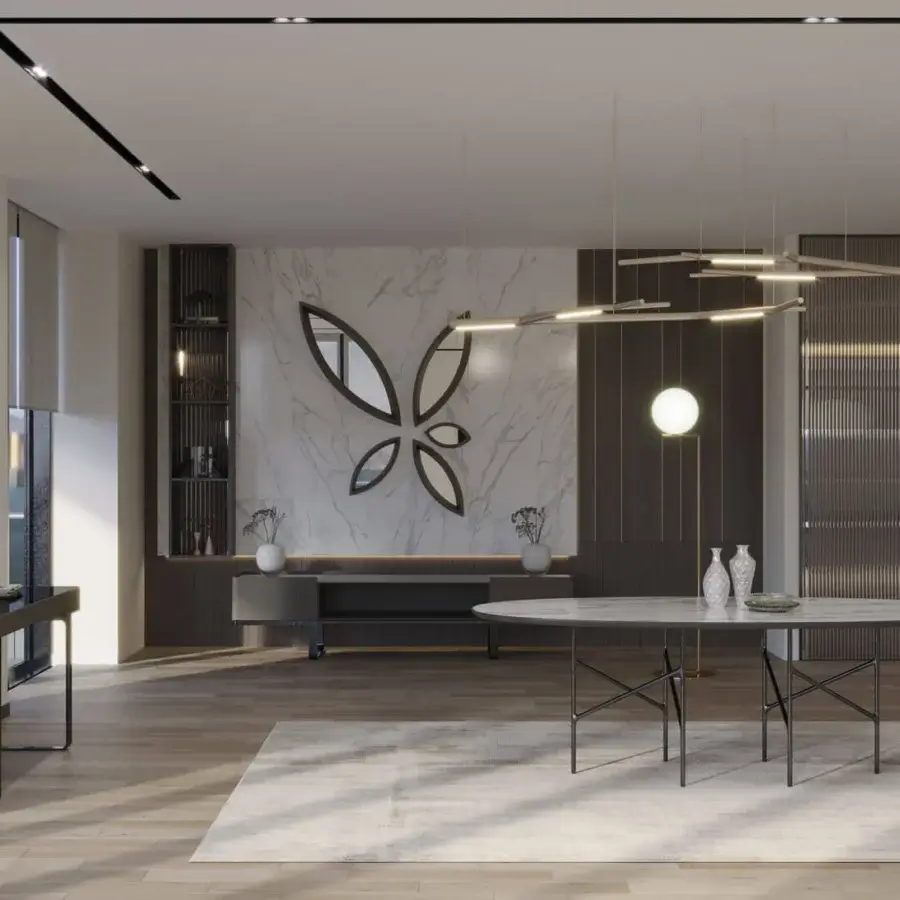 Exceptional Horm Imperio console with dark glossy rectangular top and champagne-colored metal legs crafted in Italy