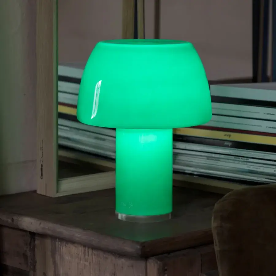 Superior Nemo Lorosae lamp crafted in Italy with vibrant green translucent glass and a glossy finish