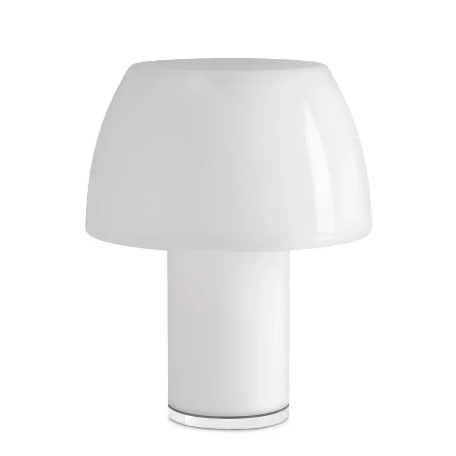 Elegant Nemo Lorosae lamp crafted in Italy with translucent glass and glossy white finish emits diffused light