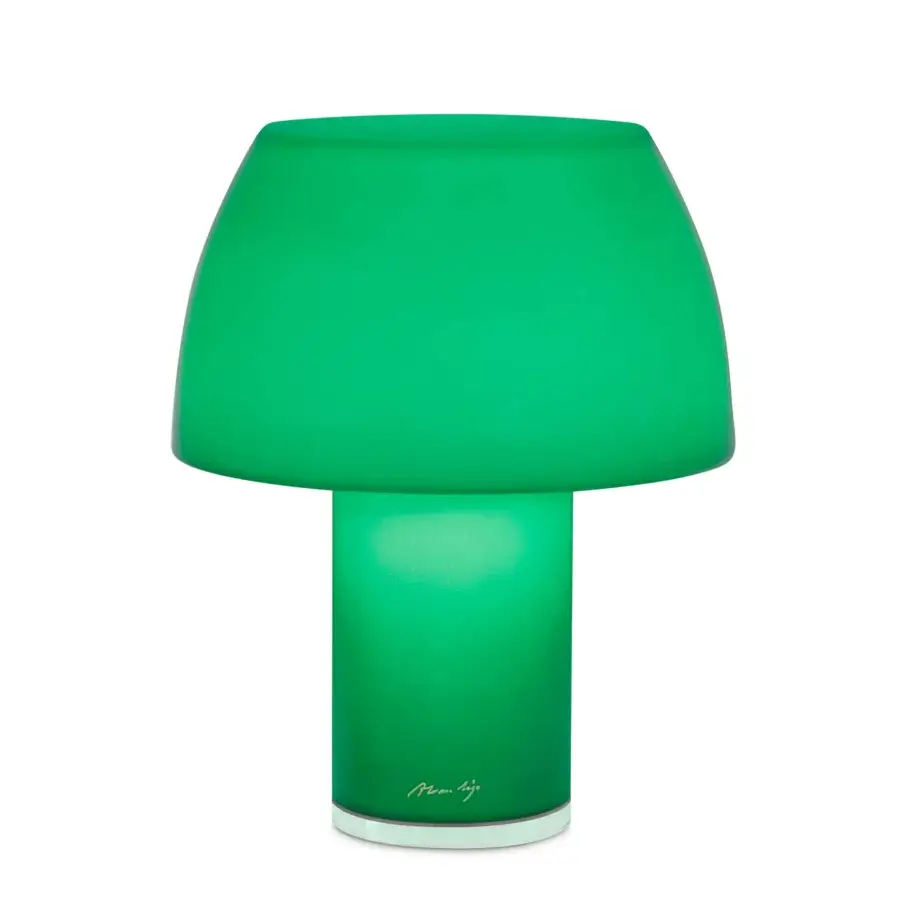 Superior Nemo Lorosae lamp with a mushroom silhouette in vibrant green translucent glass and glossy finish