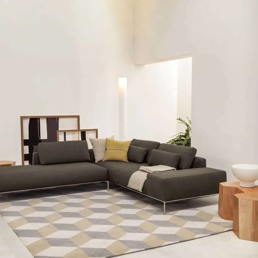 Exceptional Horm Hexagon side table and coffee table built in okume wood with smooth finish offering modular design