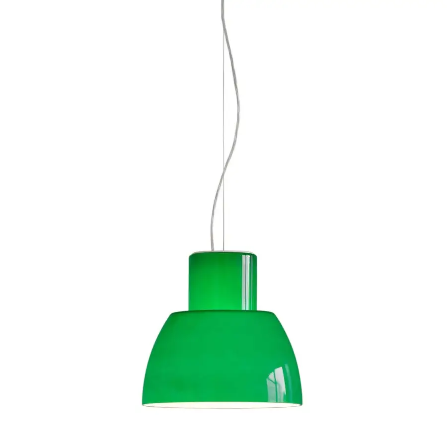 Superior Nemo Lighting Lorosae suspension lamp in translucent glass with glossy green finish and silver cable