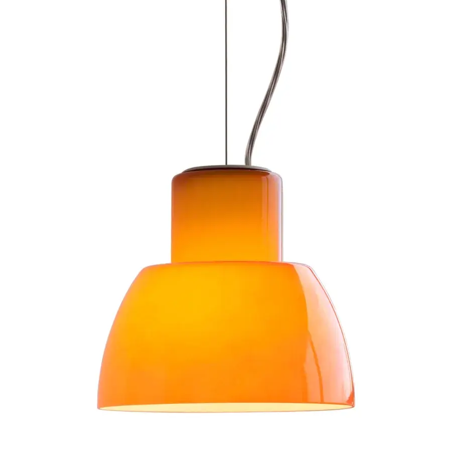 Distinguished Nemo Lighting Lorosae suspension lamp with translucent orange glass and glossy finish
